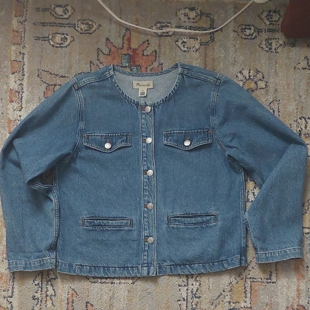 Madewell Collarless Blue Jean Jacket Women's